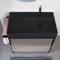 Console Sink Vanity With Matte Black Ceramic Sink and Grey Oak Drawer